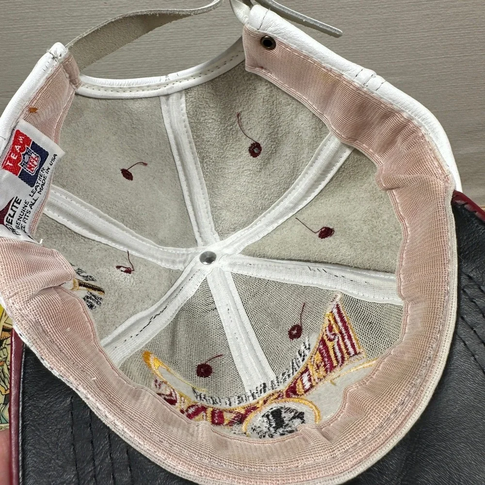 Pro Elite Washington Redskins Hat Mens OSFA White Burgundy Excellent Leather NFL